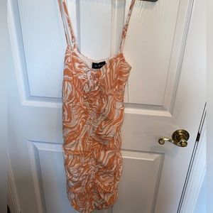 Hazel Boutique Orange White Swirl Rusch Dress